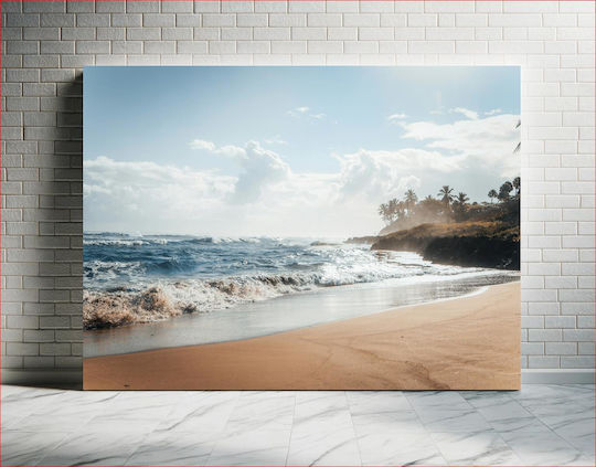 Tropical Beach By The Sea Τροπική Παραλία Δίπλα Στη Θάλασσα 1 σε Καμβά