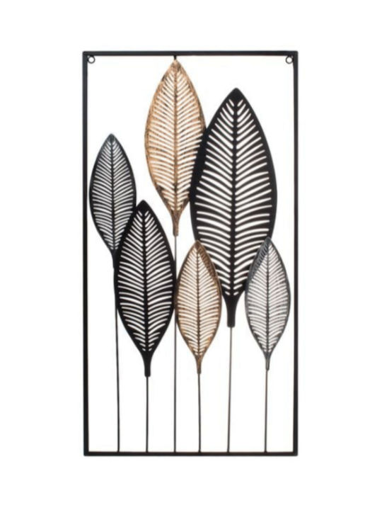 Wall-Mounted Metallic Frame Perforated Leaves 40x75x2cm
