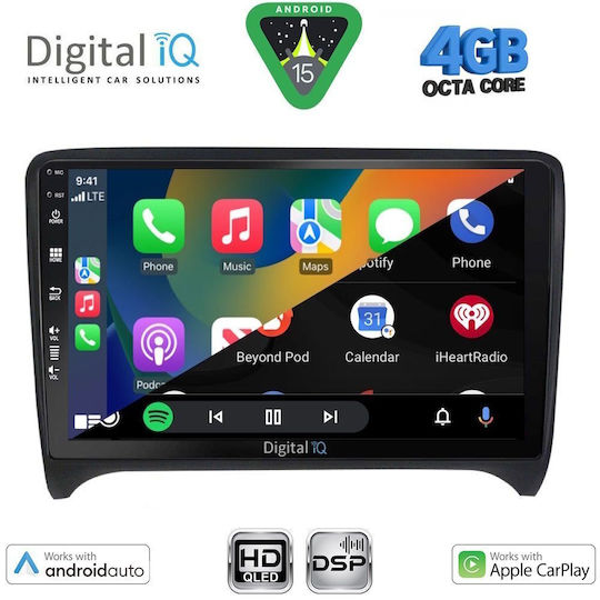 Digital IQ Auto-Audiosystem für Audi TT 2007-2015 Bluetooth USB Eingebautes Wi-Fi GPS Apple CarPlay Android Auto mit 9 Zoll Touchscreen