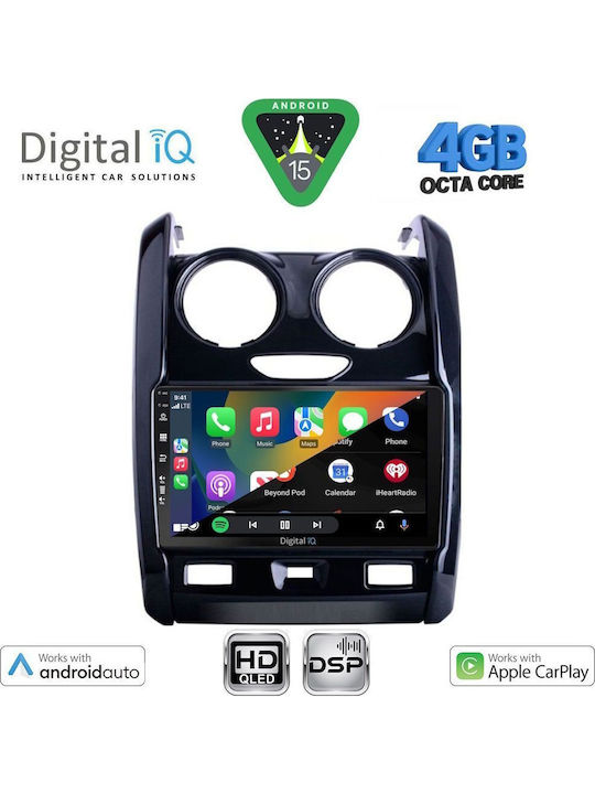Digital IQ Car Audio System for Dacia Duster 2012-2019 Bluetooth USB WiFi GPS Apple CarPlay Android Auto with 9" Touch Screen