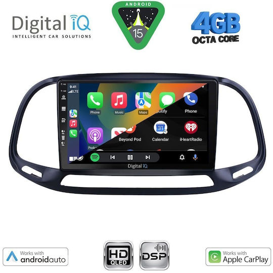 Digital IQ Ηχοσύστημα Αυτοκινήτου για Opel Combo Fiat Doblo 2015-2018 (Bluetooth/USB/WiFi/GPS/Apple-Carplay/Android-Auto) με Οθόνη Αφής 9"
