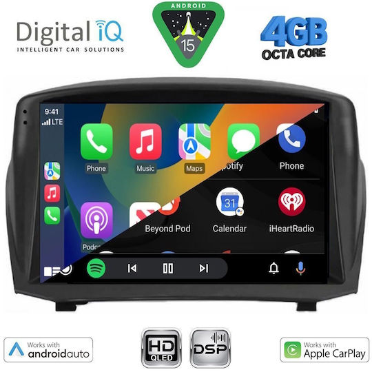 Digital IQ Car Audio System for Ford Fiesta 2008-2017 (Bluetooth/USB/WiFi/GPS/Apple CarPlay/Android Auto) with 9" Touch Screen