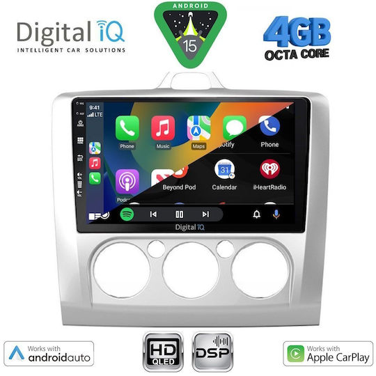 Digital IQ Ηχοσύστημα Αυτοκινήτου για Ford Focus 2005-2012 με A/C (Bluetooth/USB/WiFi/GPS/Apple-Carplay/Android-Auto) με Οθόνη Αφής 9"