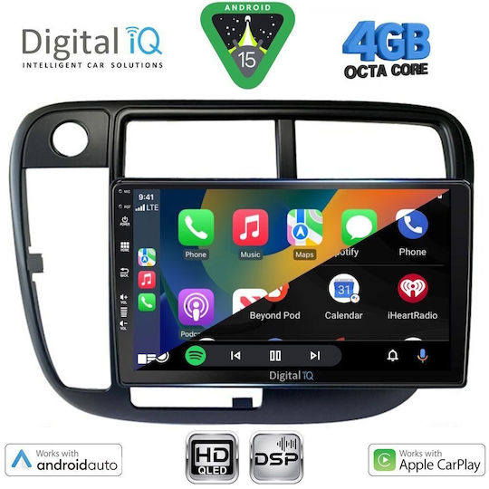 Digital IQ Ηχοσύστημα Αυτοκινήτου για Honda Civic 1995-2001 με Clima (Bluetooth/USB/WiFi/GPS/Apple-Carplay/Android-Auto) με Οθόνη Αφής 9"