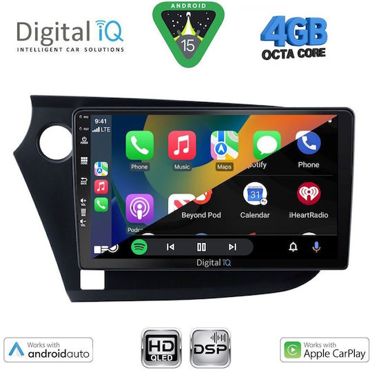 Digital IQ Car Audio System for Honda Insight 2009-2014 Bluetooth USB WiFi GPS Apple CarPlay Android Auto with 9" Touch Screen