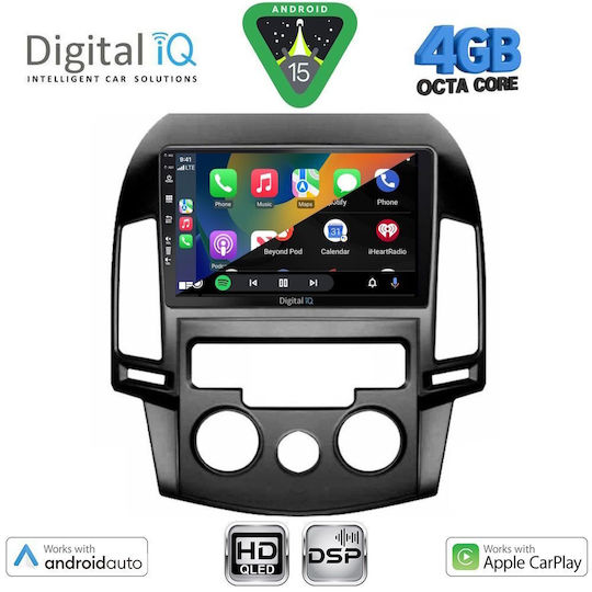 Digital IQ Car Audio System for Hyundai i30 2007-2012 with A/C Bluetooth USB WiFi GPS Apple CarPlay Android Auto with 9" Touch Screen