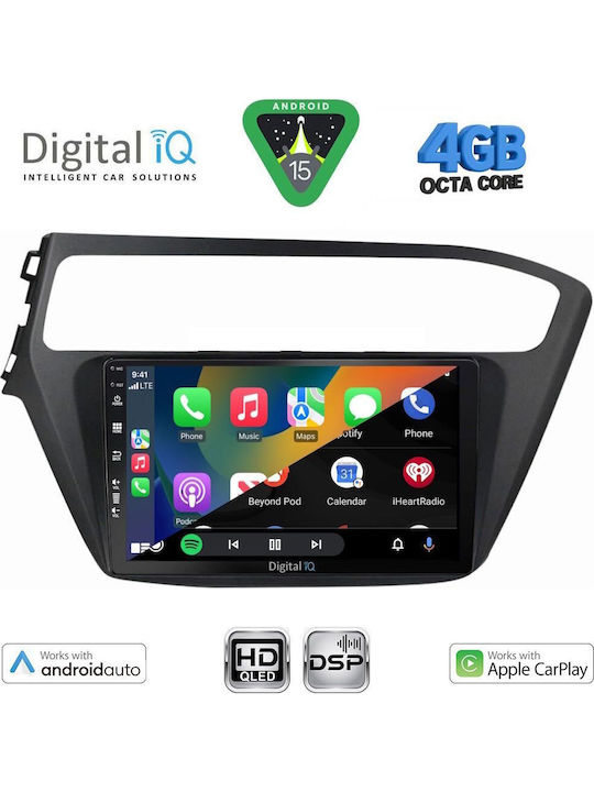 Digital IQ Car Audio System for Hyundai i20 2018-2021 Bluetooth USB WiFi GPS Apple CarPlay Android Auto with 9" Touch Screen