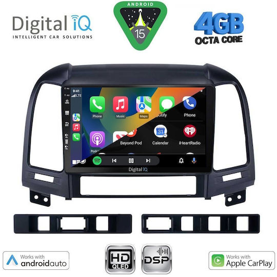 Digital IQ Car Audio System for Hyundai Santa Fe 2005-2013 Bluetooth USB WiFi GPS Apple CarPlay Android Auto with 9" Touch Screen