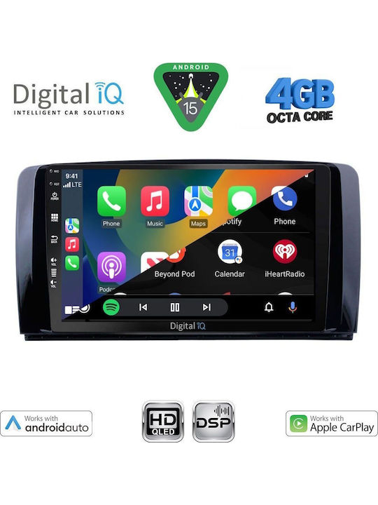 Digital IQ Auto-Audiosystem für Mercedes-Benz R-Klasse 2006-2015 Bluetooth USB Eingebautes Wi-Fi GPS Apple CarPlay Android Auto mit 9 Zoll Touchscreen