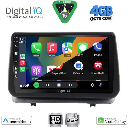 Digital IQ Car Audio System for Renault Clio 2005-2011 Bluetooth USB WiFi GPS Apple CarPlay Android Auto with 9" Touch Screen