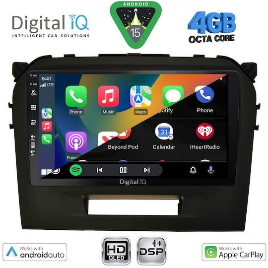 Digital IQ Car Audio System for Suzuki Vitara 2016-2022 Bluetooth USB Wi-Fi GPS Apple CarPlay Android Auto with 9 Inch Touch Screen