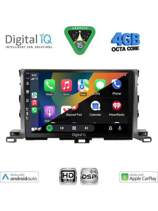 Digital IQ Автомобилна Аудио Система за Toyota Highlander 2014-2019 (Bluetooth/USB/Вграден Wi-Fi/GPS/Apple CarPlay/Android Auto) с Touch Screen 10"