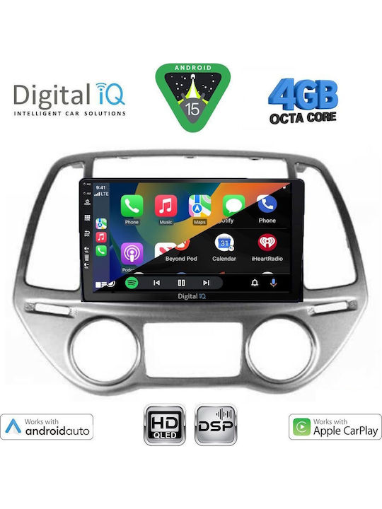 Digital IQ Car Audio System for Hyundai i20 2008-2012 with Clima (Bluetooth/USB/WiFi/GPS/Apple CarPlay/Android Auto) with 9" Touch Screen