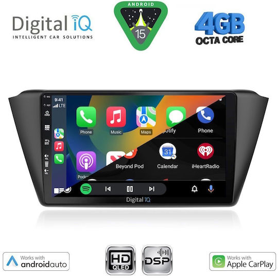 Digital IQ Ηχοσύστημα Αυτοκινήτου για Skoda Fabia 2015-2022 (Bluetooth/USB/WiFi/GPS/Apple-Carplay/Android-Auto) με Οθόνη Αφής 9"