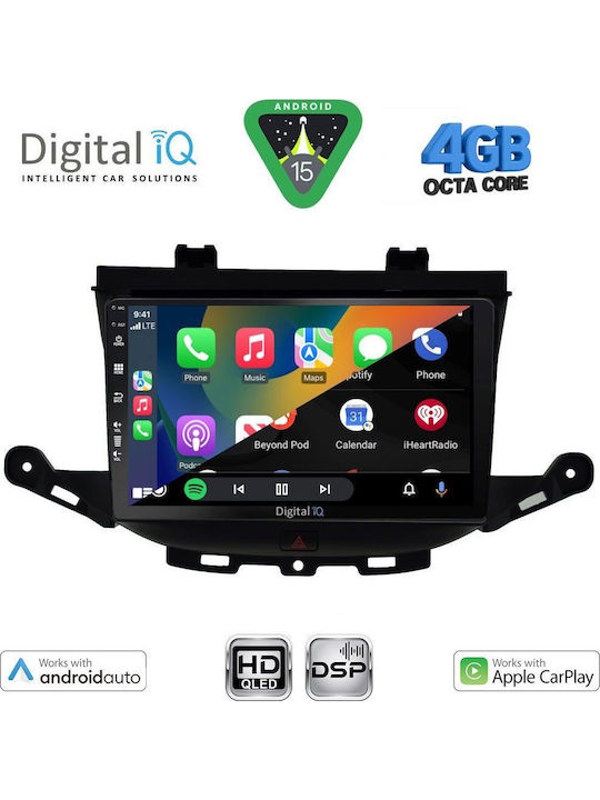 Digital IQ Car Audio System for Opel Astra 2015-2023 Bluetooth USB WiFi GPS Apple CarPlay Android Auto with 9" Touch Screen