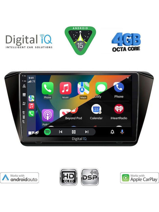 Digital IQ Car Audio System for Skoda Superb 2015-2023 Bluetooth USB WiFi GPS Apple CarPlay Android Auto with 10" Touch Screen