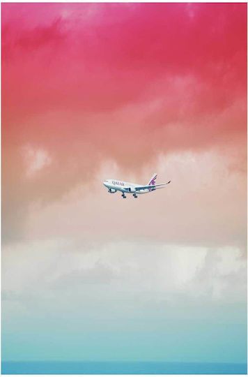 Painting Qatar Airways Plane In Colorful Sky Qatar Airways Plane In The Colorful Sky 70x100