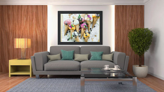 Painting Colorful Ice Cream Cones Berries Flowers Multicolored Ice Cream Cones Berries Flowers 150x100