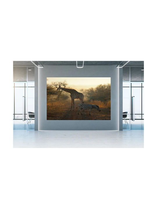 Πίνακας Giraffe Zebra In African Landscape Καμηλοπάρδαλη Ζέβρα Αφρικανικό Τοπίο 120x80