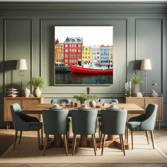 Painting Colorful Coastal Buildings Multicolored Coastal Buildings 90x90