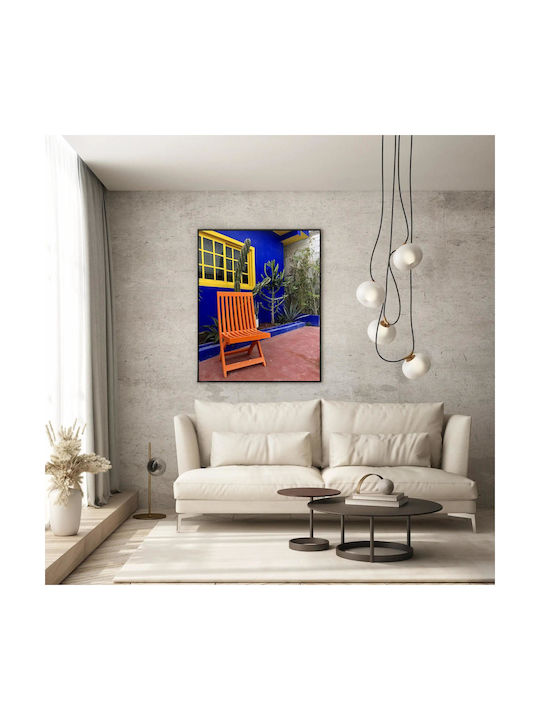 Πίνακας Colorful Patio Chair Cacti Πολύχρωμο Αίθριο Καρέκλα Κάκτους 70x100