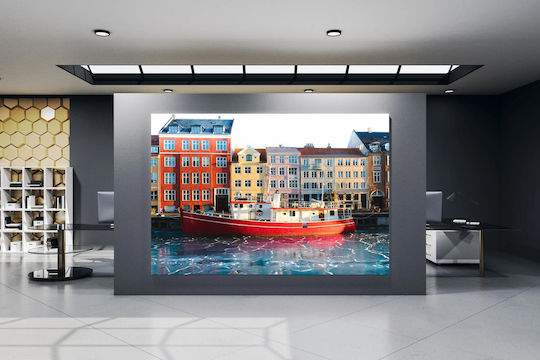 Painting Red Boat By Colorful Buildings Red Boat By Colorful Buildings 120x80