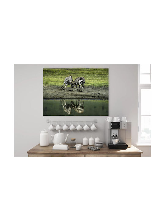 iLovePrints Zebras Bei Wasser Ölgemälde 100x70