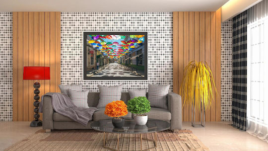 Painting Colorful Umbrellas Over Street Multicolored Umbrellas Above Street 120x80