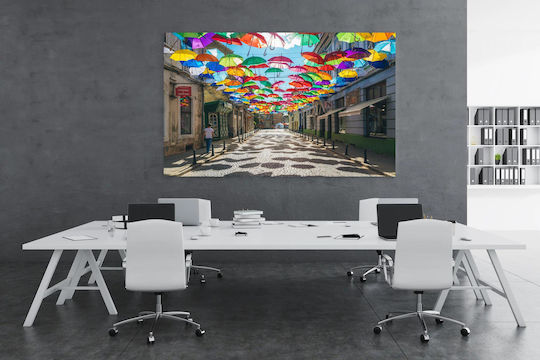Painting Colorful Umbrellas Over Street Multicolored Umbrellas Above Street 120x80