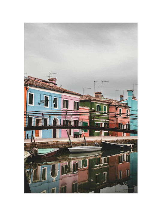 Πίνακας Colorful Houses By Canal Πολύχρωμα Σπίτια Δίπλα Στο Κανάλι 70x100