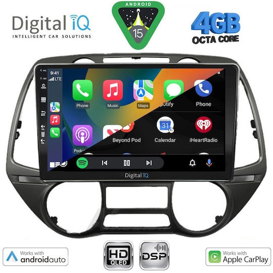 Digital IQ Car Audio System for Hyundai i20 2008-2014 Bluetooth USB WiFi GPS Apple CarPlay Android Auto with 9" Touch Screen