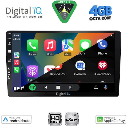Digital IQ Sistem Audio Auto (Bluetooth/USB/Wi-Fi/GPS/Apple CarPlay/Android Auto) cu Ecran Tactil 9"