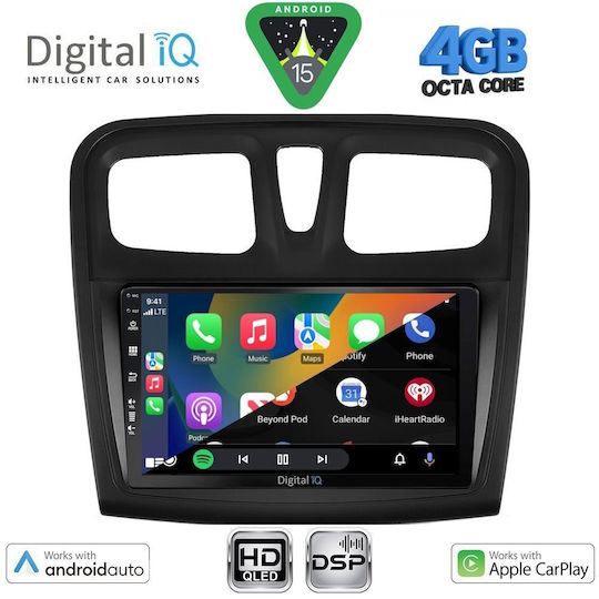 Digital IQ Ηχοσύστημα Αυτοκινήτου για Dacia Logan / Sandero 2012-2019 (Bluetooth/USB/WiFi/GPS/Apple-Carplay/Android-Auto) με Οθόνη Αφής 9"