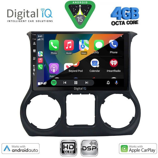 Digital IQ Car Audio System for Jeep Wrangler 2014-2017 Bluetooth USB WiFi GPS Apple CarPlay Android Auto with 10" Touch Screen