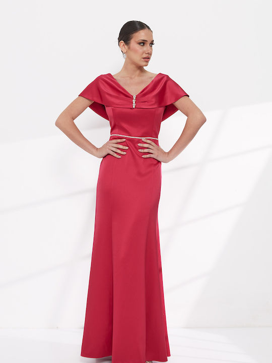 Maxi Dress for Wedding and Christening Drape Red