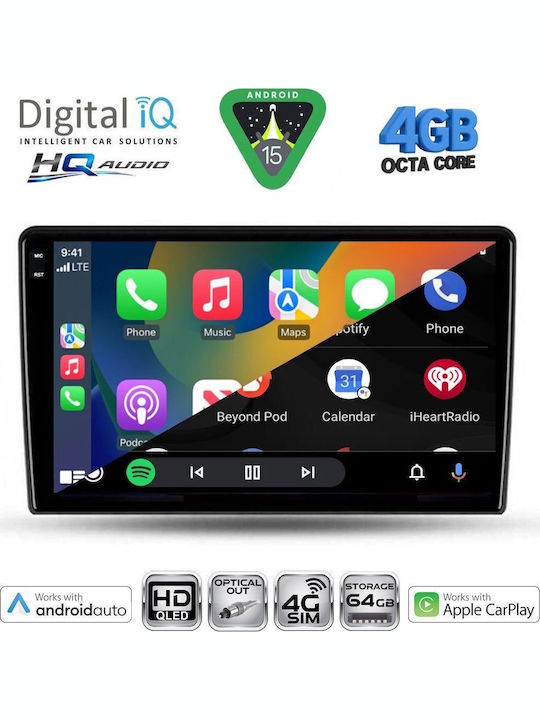 Digital IQ Car Audio System for Alfa Romeo Giulietta 2014-2020 (Bluetooth/USB/WiFi/GPS/Apple CarPlay/Android Auto) with 9" Touch Screen