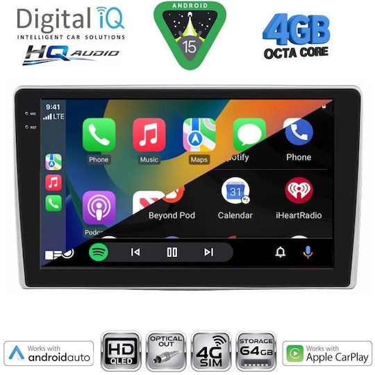 Digital IQ Car Audio System for Alfa Romeo Giulietta 2014-2020 (Bluetooth/USB/WiFi/GPS/Apple CarPlay/Android Auto) with 9" Touch Screen