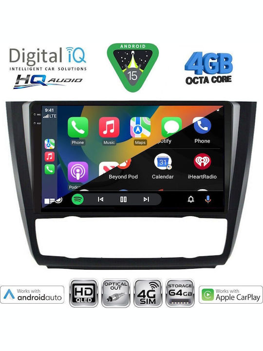 Digital IQ Car Audio System for BMW Series 1 2004-2013 with Clima Bluetooth USB WiFi GPS Apple CarPlay Android Auto with 9" Touch Screen