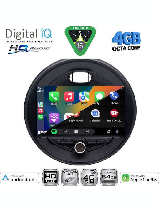 Digital IQ Auto-Audiosystem für Mini Cooper 2000-2006 Bluetooth USB Eingebautes Wi-Fi GPS Apple CarPlay Android Auto mit Touchscreen 9 Zoll