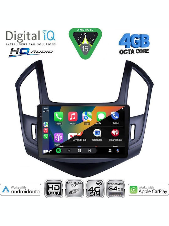 Digital IQ Car Audio System for Chevrolet Cruze 2013-2015 (Bluetooth/USB/WiFi/GPS/Apple CarPlay/Android Auto) with 9" Touch Screen