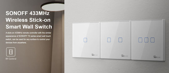 Sonoff Smart Elektrischer Wandtaster T2eu1c-rf 433mhz Berührungstaste Einweg Weiß
