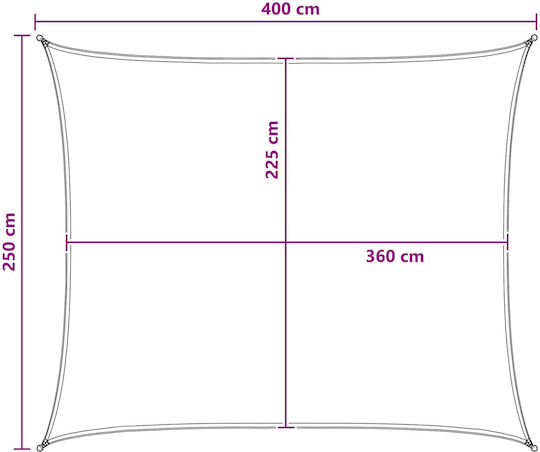 vidaXL Ορθογώνιο Πανί Σκίασης Γκρι 2.5x4m