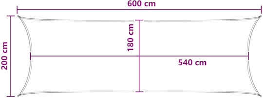 vidaXL Rectangular Beige Shade Sail 2x6x6m