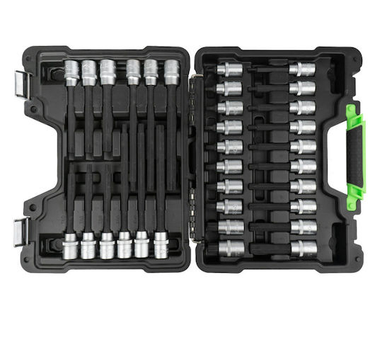 JBM Long Socket with Motor Torx and Socket 1/2'' Set 32pcs