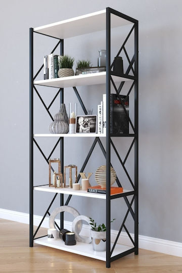 Bibliotecă Albă 80x30x180 cm