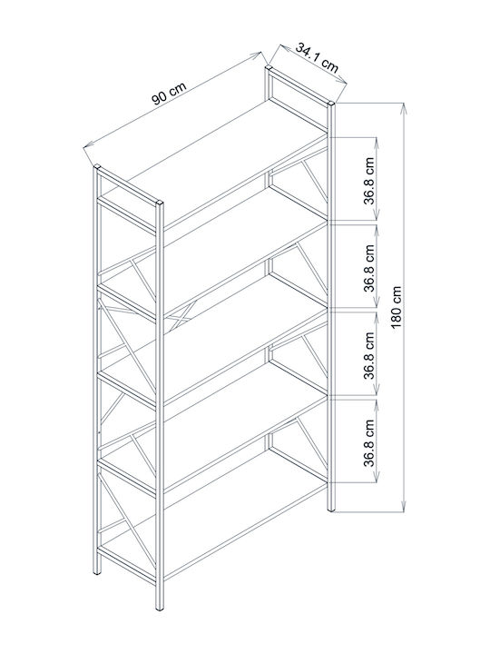Bibliothek Atlanticα Beige 90x30x180cm