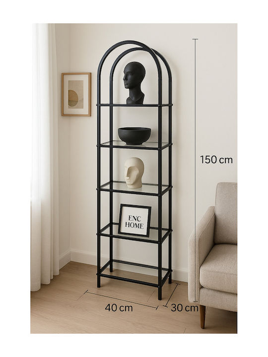 Βιβλιοθήκη Μαύρο 150x40x30εκ.