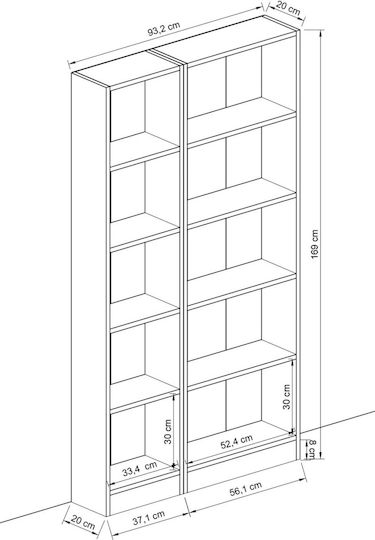 Βιβλιοθήκη 93x20x169εκ. Βιβλιοθήκη 93x20x169εκ.