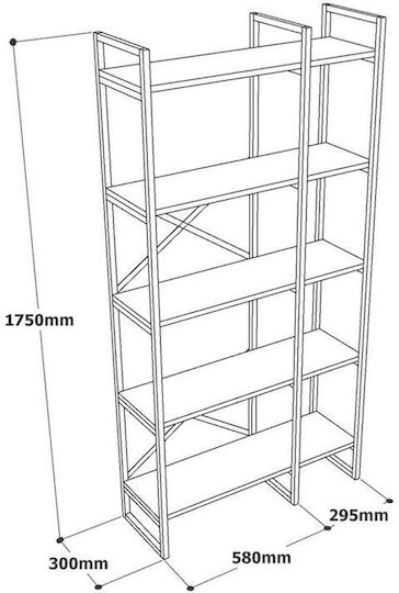 Gold Bookcase 87.5x30x175cm