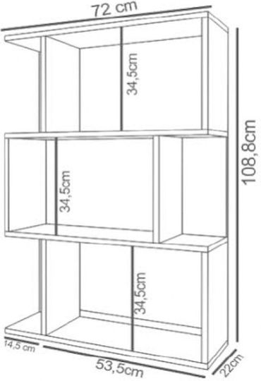 Βιβλιοθήκη Γκρι 109x22x72εκ.
